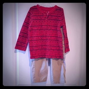 Khaki Pants with Train Thermal Shirt